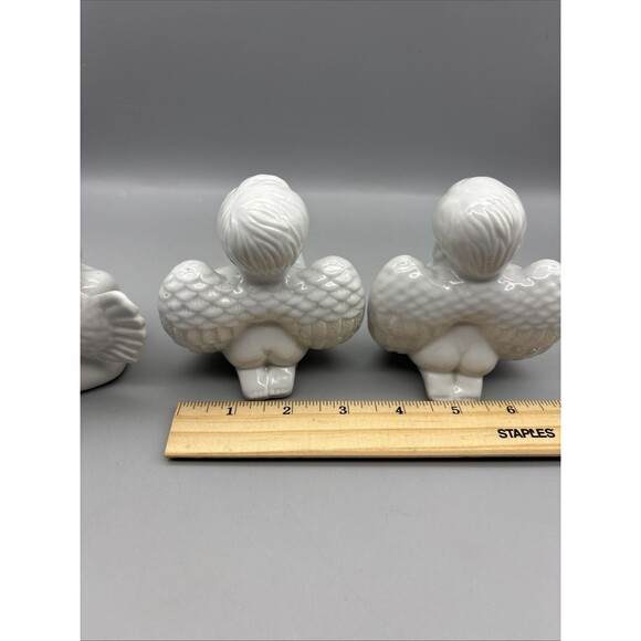 Vintage Ceramic Angels Set Of 3 White Glossy 4” Tall - Picture 12 of 13